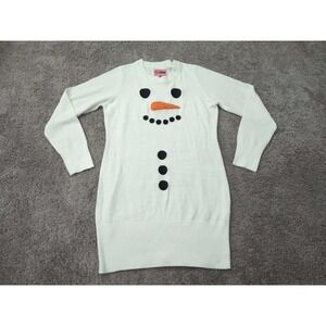 Tipsy Elves Ugly Sweater Dress Womens L White Long Sleeve Snowman Holiday